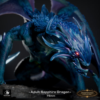 Sapphire Dragon Adult | D&D TTRPG Mini | Rescale Miniatures