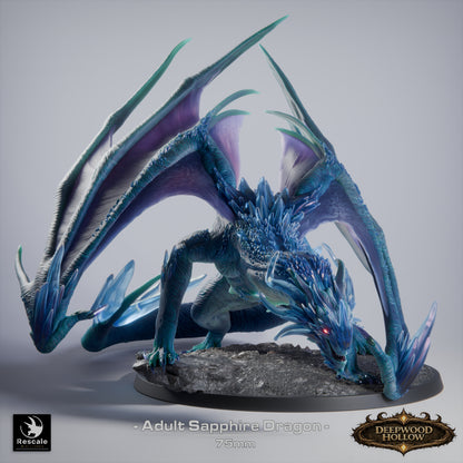 Sapphire Dragon Adult | D&D TTRPG Mini | Rescale Miniatures