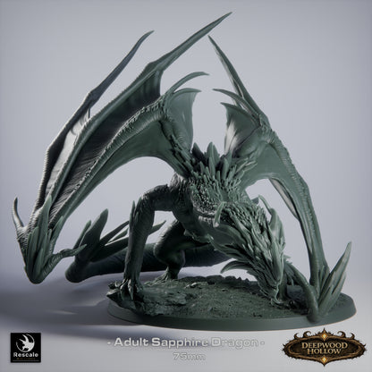 Sapphire Dragon Adult | D&D TTRPG Mini | Rescale Miniatures