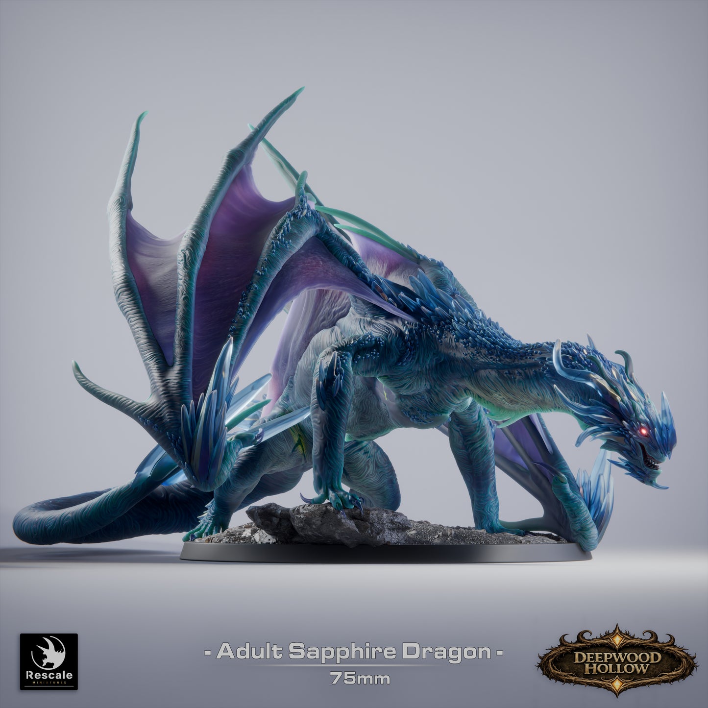 Sapphire Dragon Adult | D&D TTRPG Mini | Rescale Miniatures