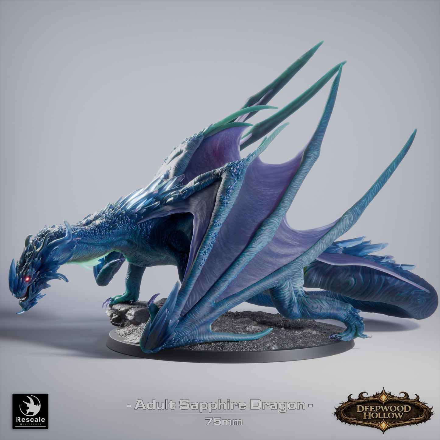 Sapphire Dragon Adult | D&D TTRPG Mini | Rescale Miniatures