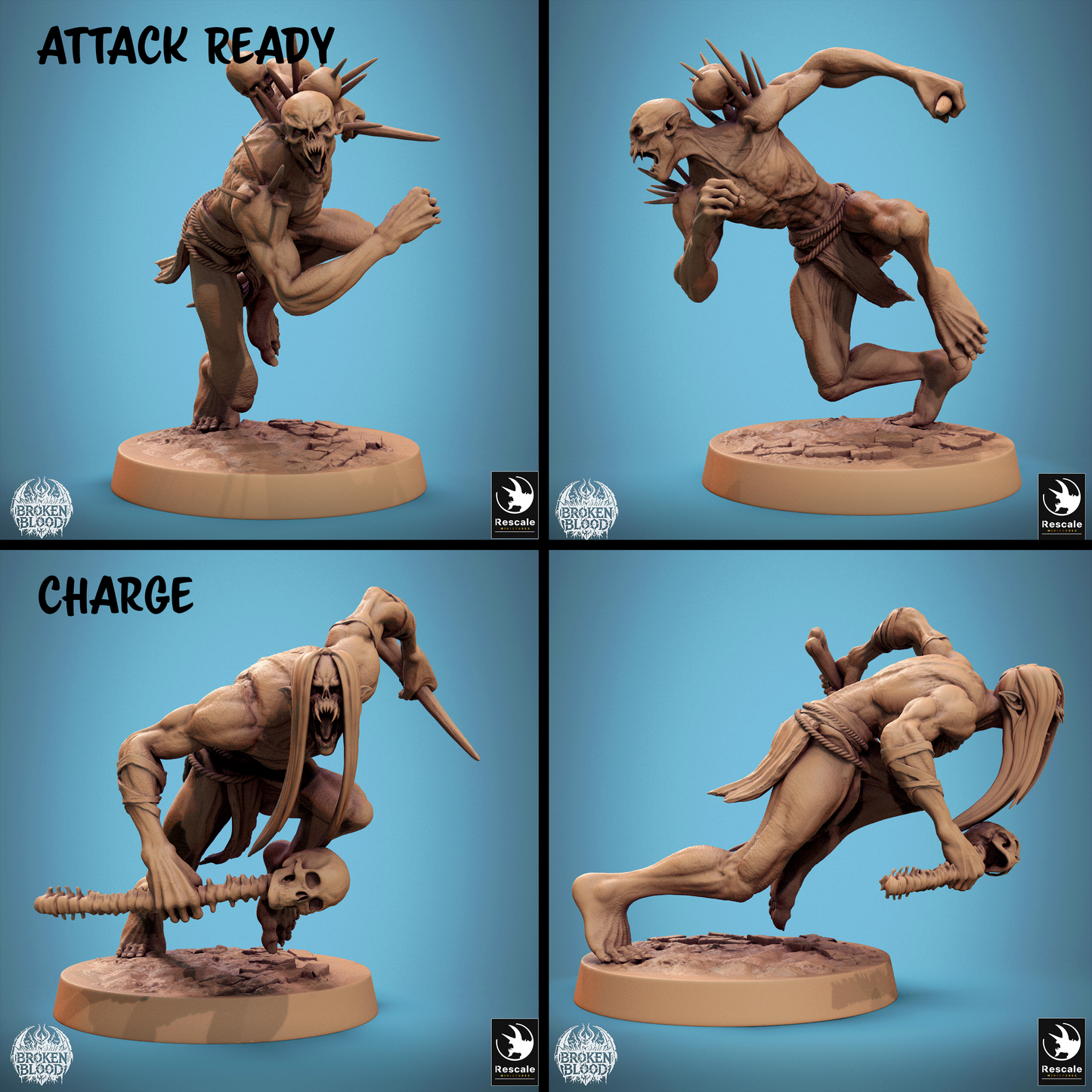 Rescaled Savage Ghoul miniature from Tattles Told 3D, depicting a bloodied undead ghoul for D&D TTRPG campaigns.