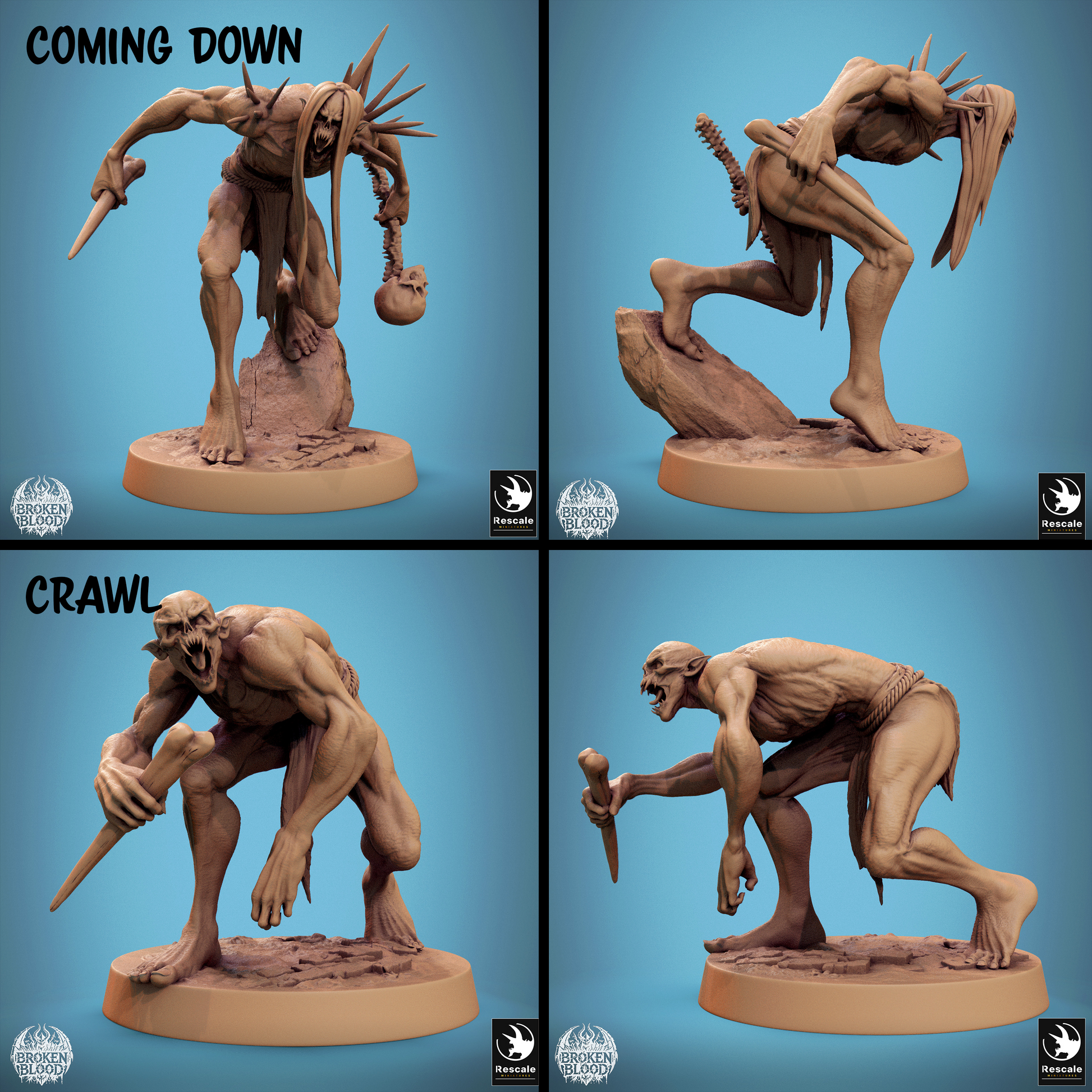 Rescaled Savage Ghoul miniature from Tattles Told 3D, depicting a bloodied undead ghoul for D&D tabletop RPG games.