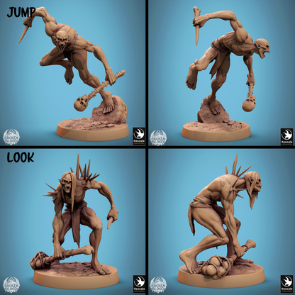 Rescaled Savage Ghoul miniature from Tattles Told 3D, featuring a bloodied undead ghoul warband figure for D&D TTRPG gameplay.