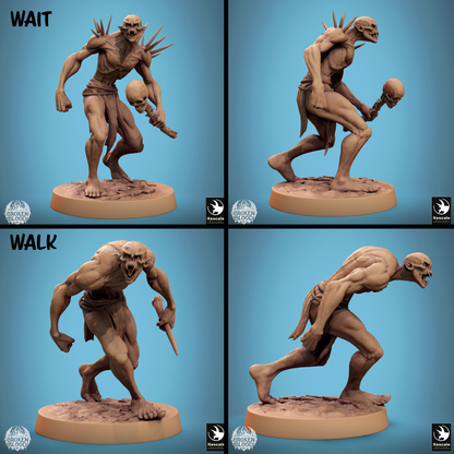 Rescaled Savage Ghoul miniature from Tattles Told 3D, featuring a bloodied undead ghoul warband for D&D TTRPG gaming.