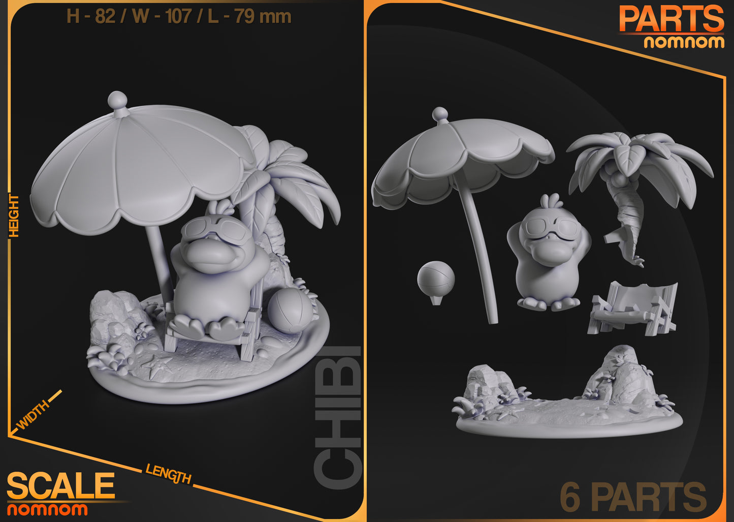 Beach Duck | Resin Garage Kit Sculpture Anime Video Game Fan Art Statue | Nomnom Figures - Tattles Told 3D