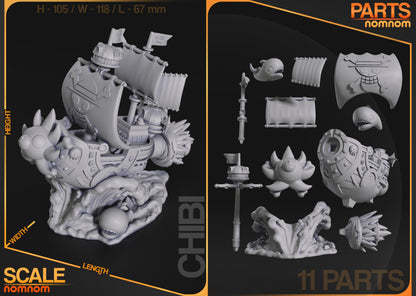 Chibi Thousand Sunny | Resin Garage Kit Figure Anime Fan Art | Nomnom Figures
