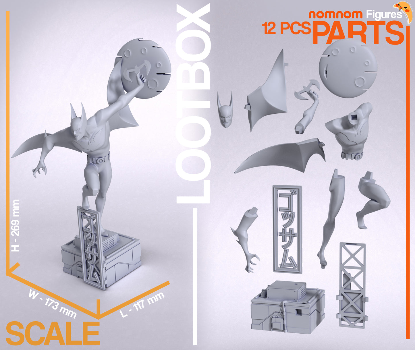 Futuristic Vigilante resin garage kit figure by Tattles Told 3D, anime-inspired collectible art with detailed design and dynamic pose.