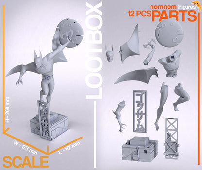 Futuristic Vigilante resin garage kit figure by Tattles Told 3D, anime-inspired collectible art with detailed design and dynamic pose.