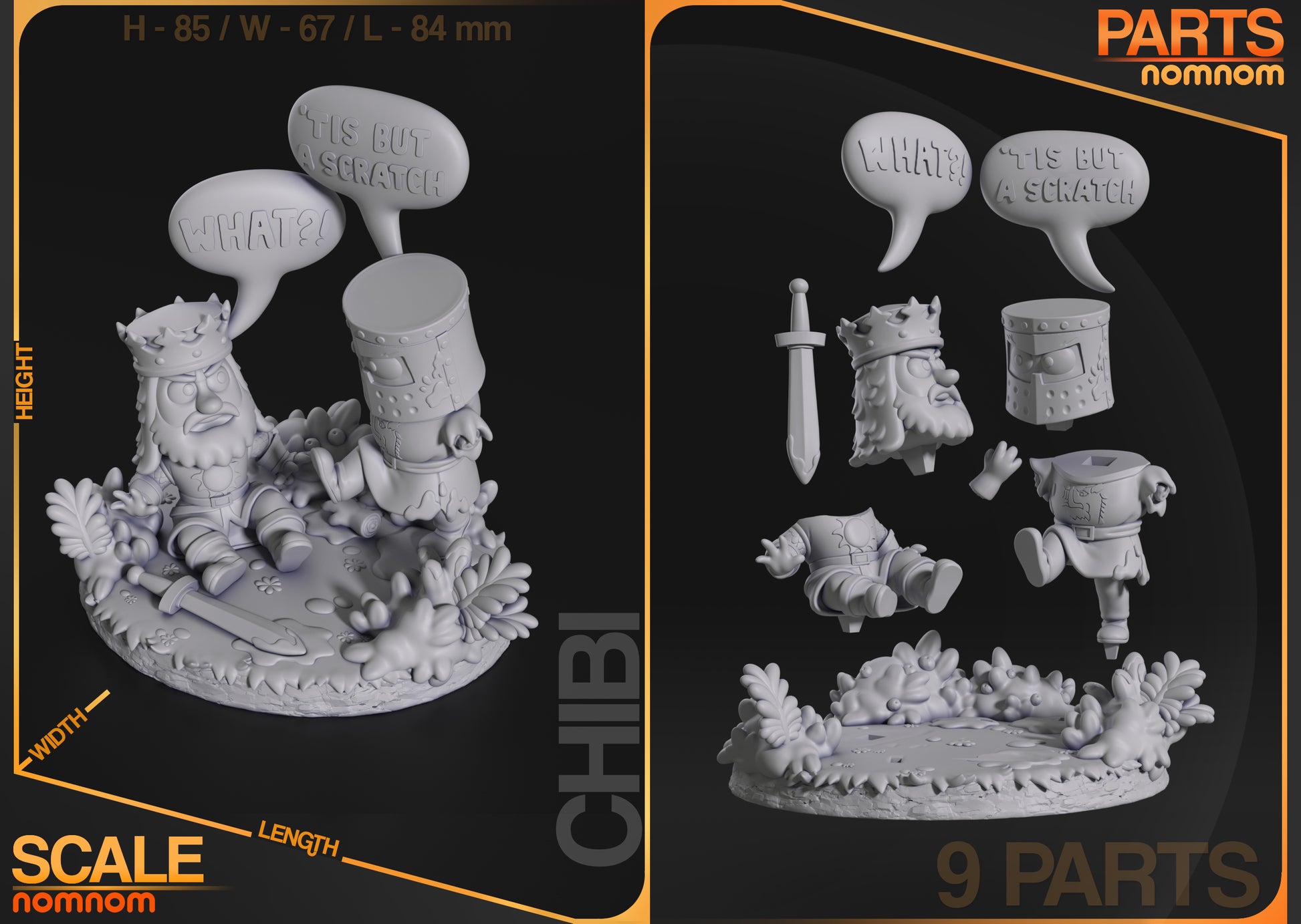 Chibi Black Knight | Resin Garage Kit Figure Movie Fan Art | Nomnom Figures