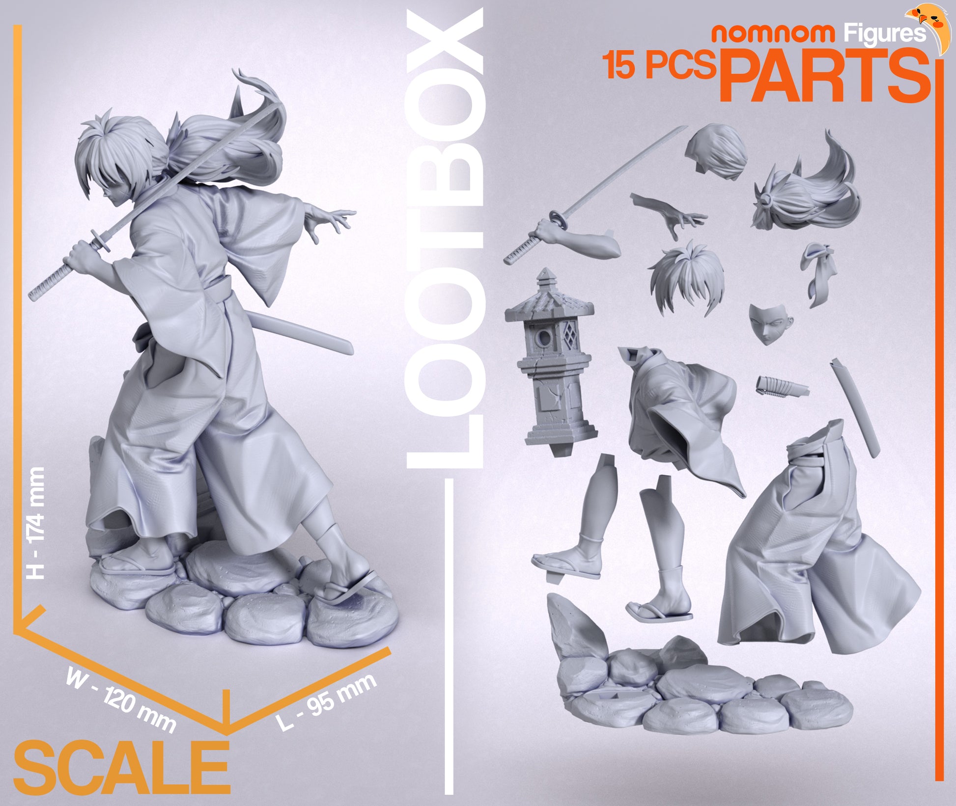 1:10 Wandering Swordsman | Resin Garage Kit Figure Fan Art | Nomnom Figures