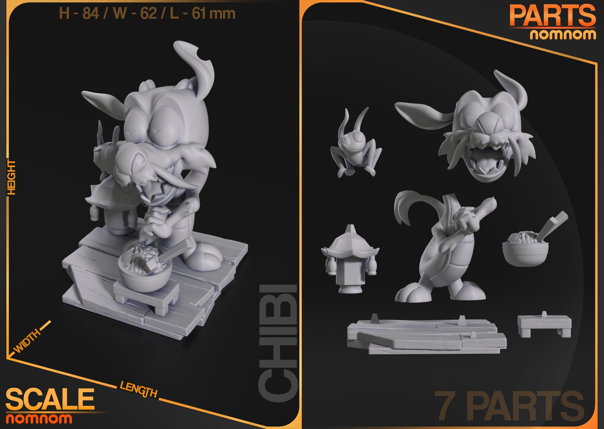 Resin garage kit figure of Chibi Ancestral Guardian by Tattles Told 3D, featuring detailed anime fan art design and vibrant colors.