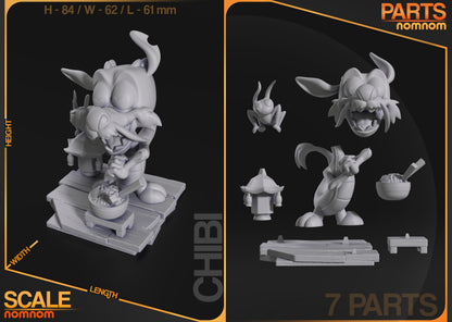 Resin garage kit figure of Chibi Ancestral Guardian by Tattles Told 3D, featuring detailed anime fan art design and vibrant colors.