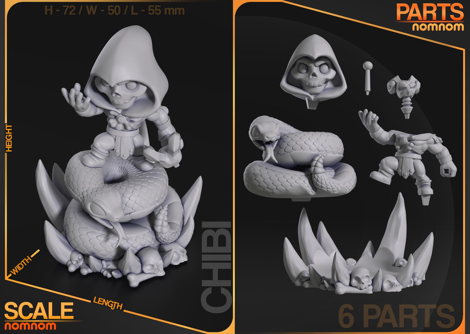 Chibi Skeletal Sorcerer | Resin Garage Kit Figure Anime Fan Art | Nomnom Figures