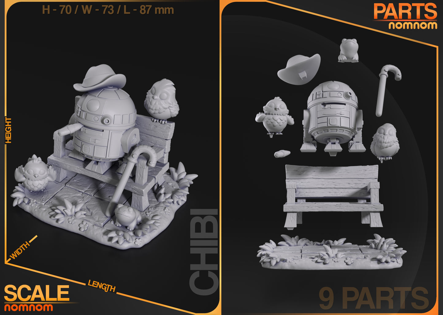 Chibi Retired Rebel | Resin Garage Kit Figure Movie Fan Art | Nomnom Figures