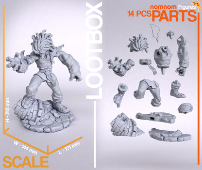 Wild Red Brawler resin garage kit figure by Tattles Told 3D, featuring detailed anime fan art design on a display stand.