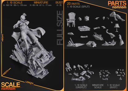 Resin garage kit figure of Sharpshooting Lieutenant by Tattles Told 3D, featuring detailed military-style armor and weaponry.