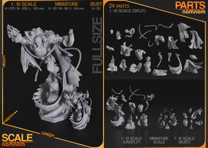 Infernal Antihero resin garage kit figure by Tattles Told 3D, featuring detailed fan art design in a dynamic pose.