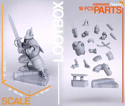 Resin garage kit figure of Dedicated Knight from Tattles Told 3D, featuring detailed anime-inspired design and craftsmanship.