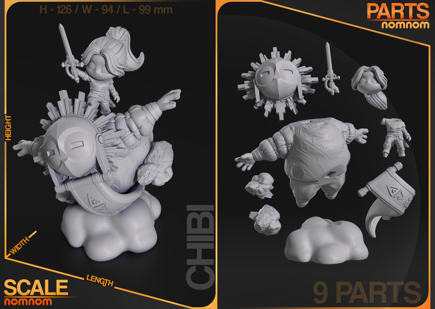 Chibi Sunlit Valor | Resin Garage Kit Figure Anime Fan Art | Nomnom Figures