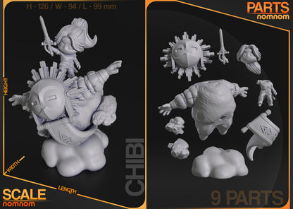 Chibi Sunlit Valor | Resin Garage Kit Figure Anime Fan Art | Nomnom Figures