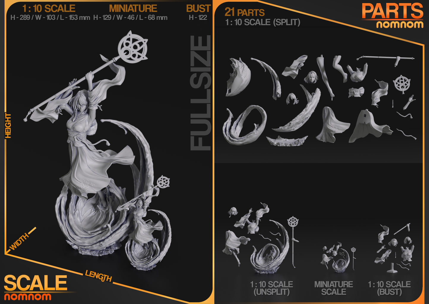 Pretty Summoner | Resin Garage Kit Figure Fan Art | Nomnom Figures