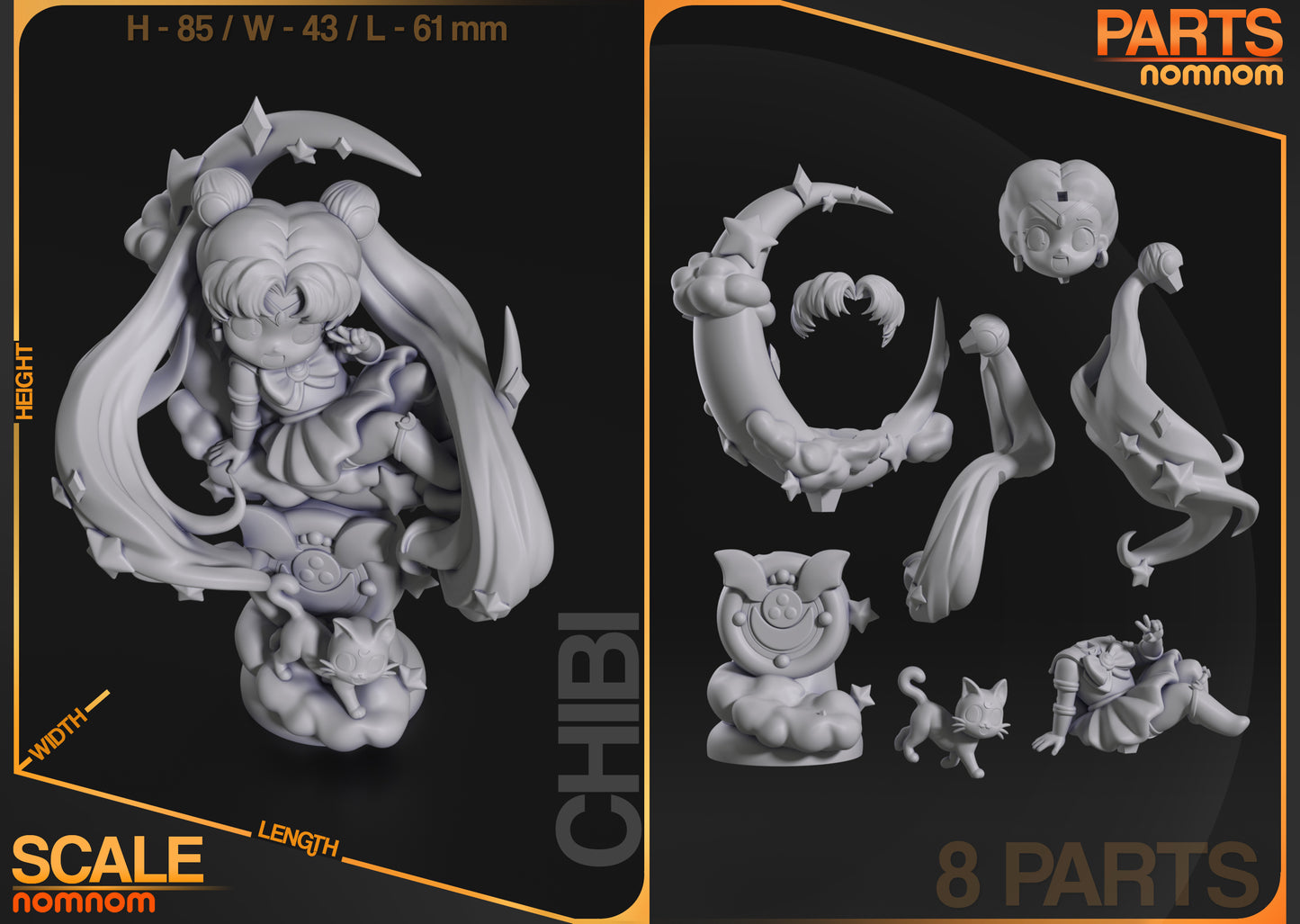 Chibi Moon Guardian | Resin Garage Kit Figure Anime Fan Art | Nomnom Figures