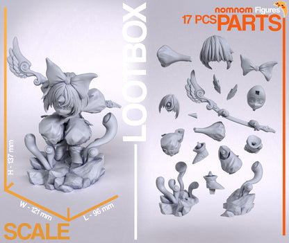 Resin garage kit figure of Spirited Little Hero by Tattles Told 3D, featuring anime-inspired fan art design.