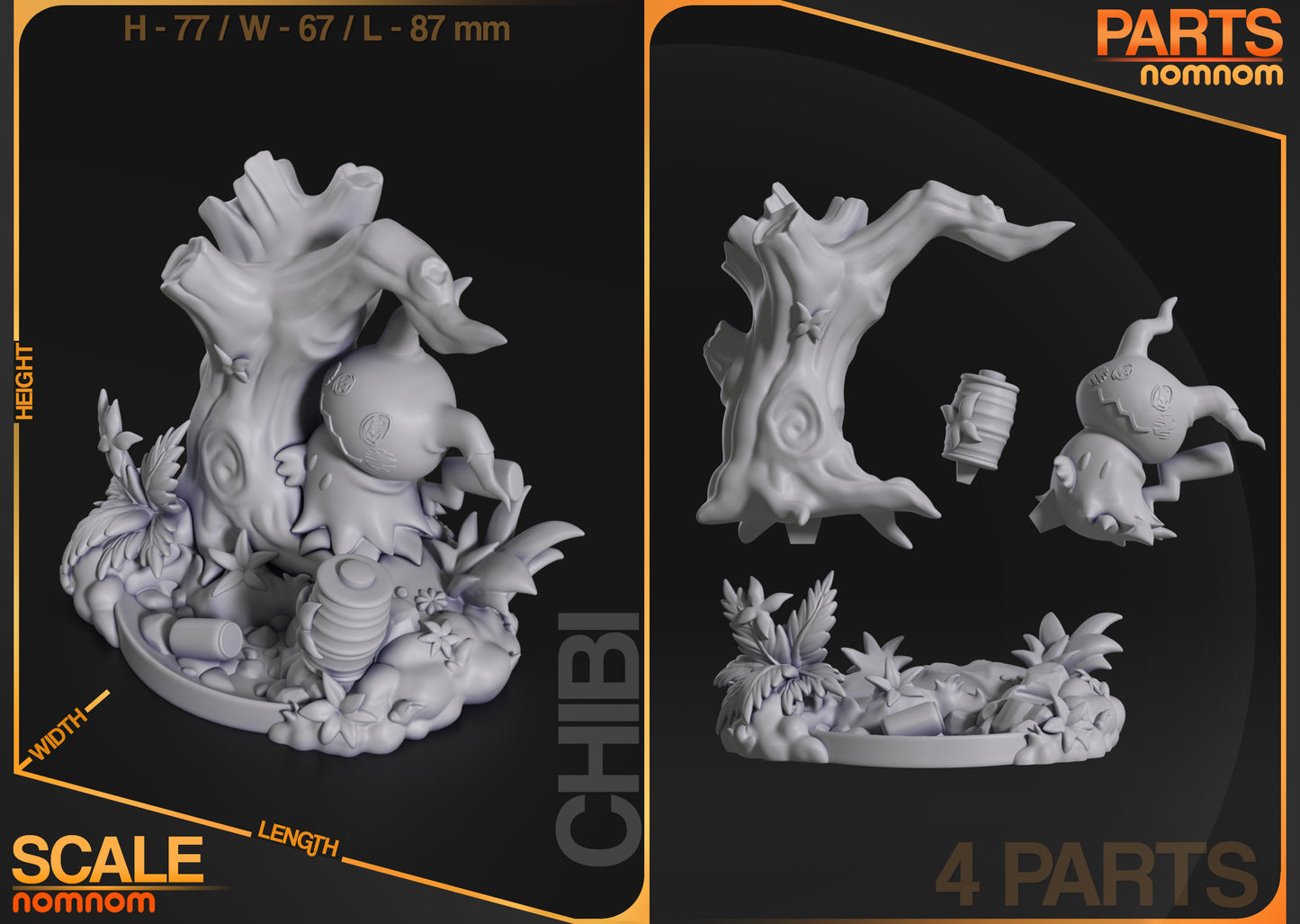 Resin garage kit figure of Chibi Shy Disguised Ghost from Nomnom Figures, detailed anime fan art by Tattles Told 3D.