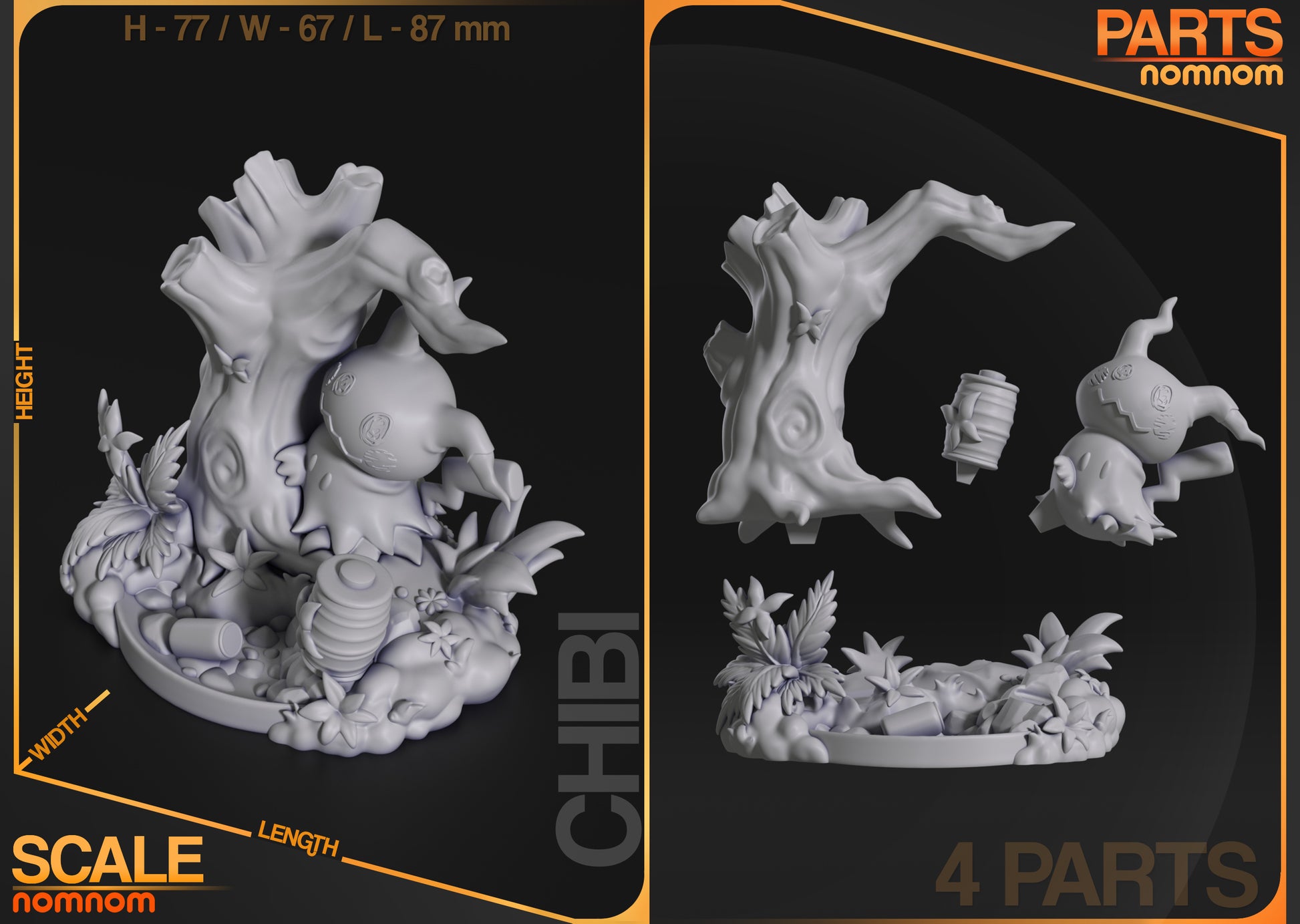 Resin garage kit figure of Chibi Shy Disguised Ghost from Nomnom Figures, detailed anime fan art by Tattles Told 3D.