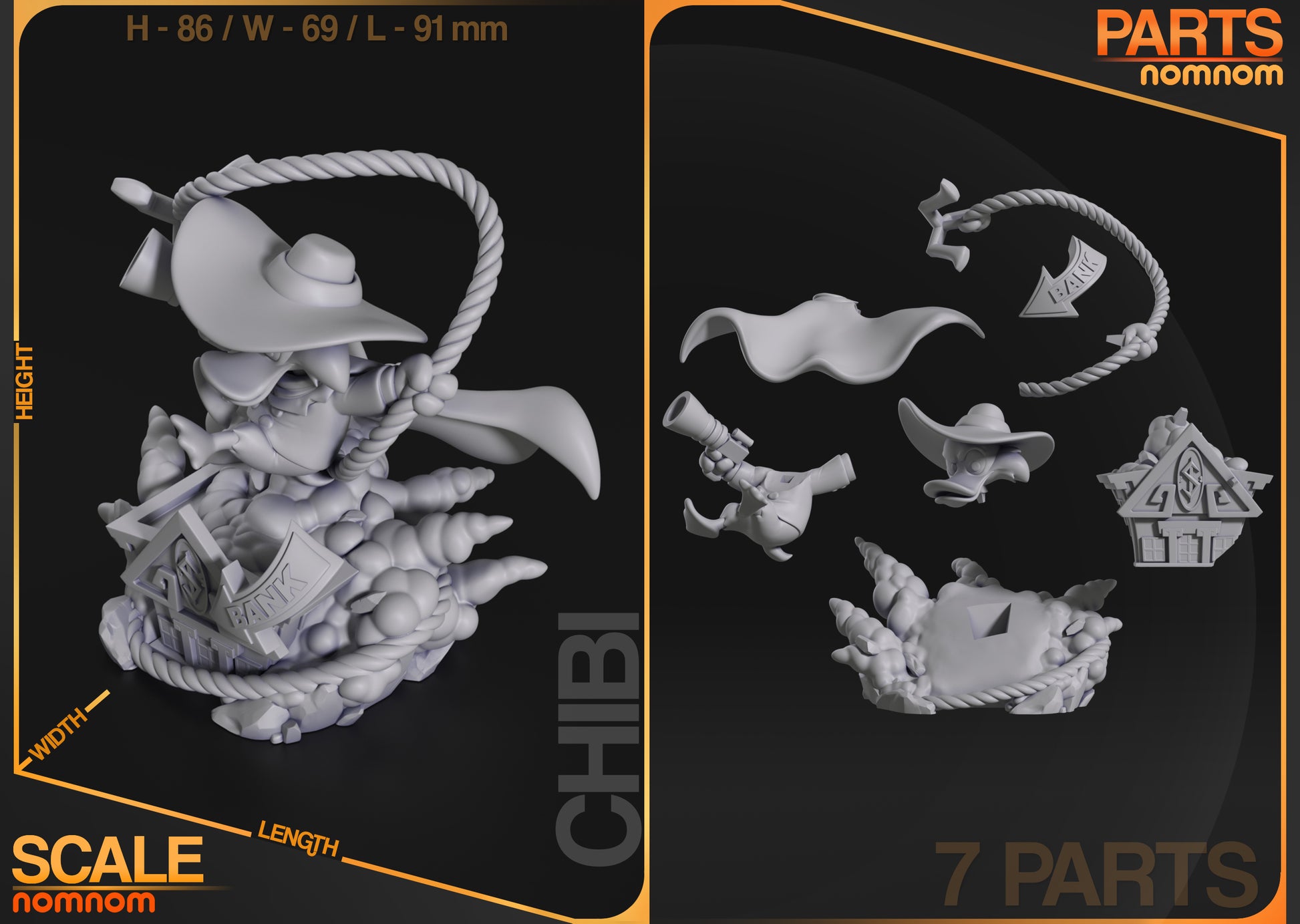 Resin garage kit figure of Chibi Gettin' Dangerous from Nomnom Figures by Tattles Told 3D, detailed anime fan art sculpture.