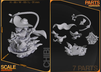 Resin garage kit figure of Chibi Gettin' Dangerous from Nomnom Figures by Tattles Told 3D, detailed anime fan art sculpture.