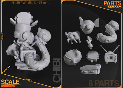 Chibi Robot Space Gremlin | Resin Garage Kit Figure Anime Fan Art | Nomnom Figures