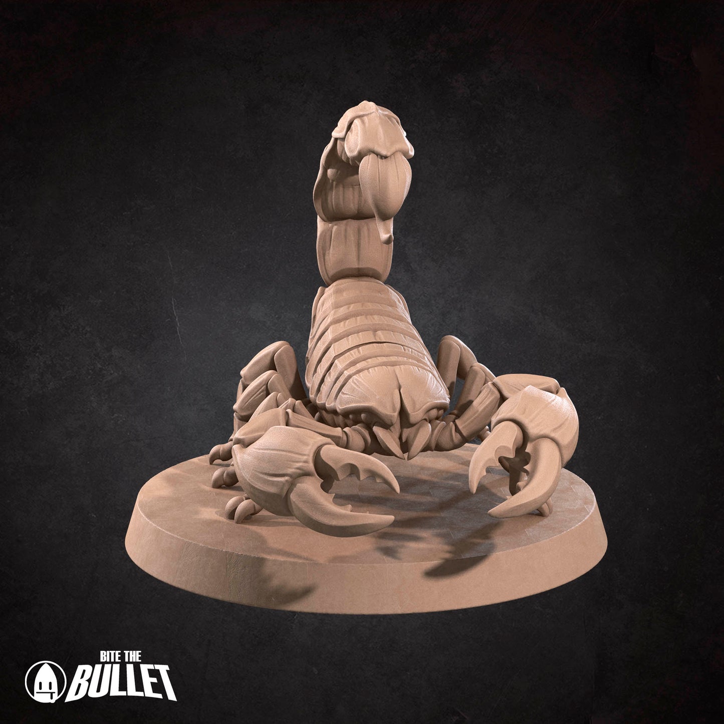 Detailed Tattles Told 3D giant scorpion miniature for D&D TTRPG, featuring a menacing stance and detailed sculpting.