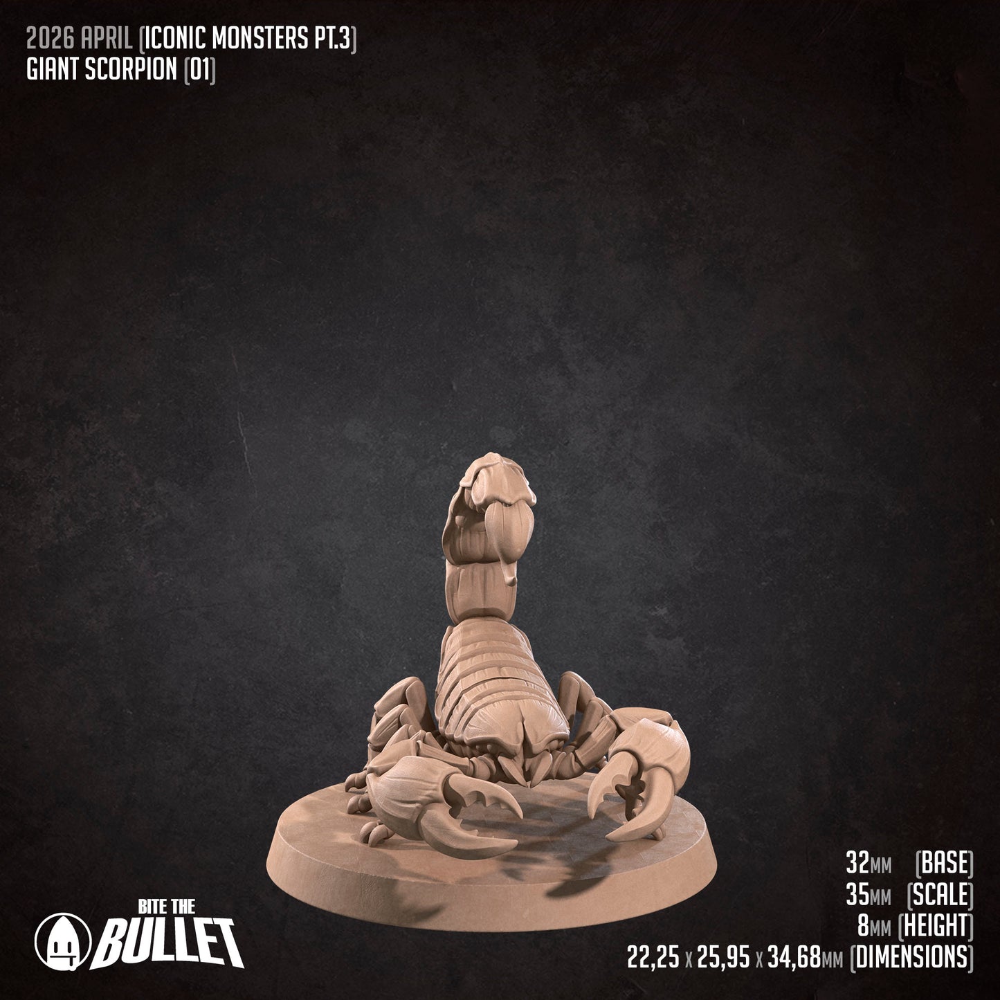 Detailed Tattles Told 3D Giant Scorpions miniature for D&D TTRPG gameplay, showcasing realistic scorpion figures and textured details.