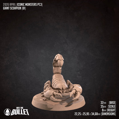 Detailed Tattles Told 3D Giant Scorpions miniature for D&D TTRPG gameplay, showcasing realistic scorpion figures and textured details.