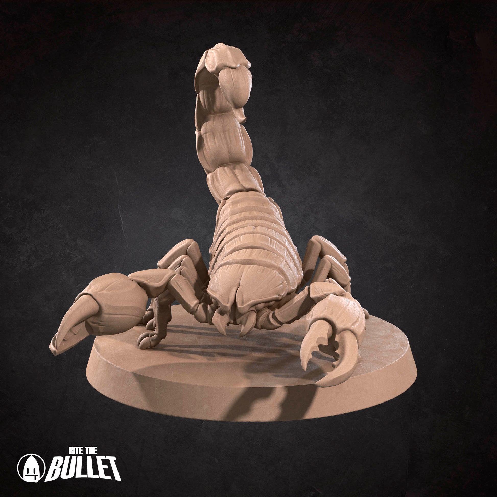 Detailed miniature of a giant scorpion from Tattles Told 3D, designed for D&D TTRPG gameplay, showcasing realistic scorpion features.