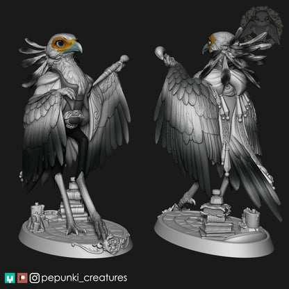 Secretary Bird Artist Painter | Tabletop or Display Scale | D&D Humblewood TTRPG Miniature | Pepunki Creatures