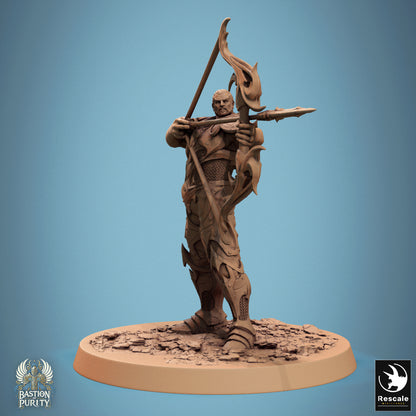 D&D miniature of Sentinel of Aetherium, Bastion of Purity warband by Tattles Told 3D, showing detailed figure with bow in natural pose