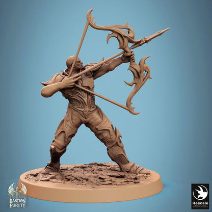 D&D Sentinel of Aetherium Bastion of Purity Warband miniature by Tattles Told 3D, featuring a detailed armored figure with a bow.