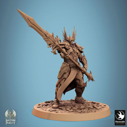 Rescaled Sentinel of Aetherium miniature wielding a spear from Tattles Told 3D for D&D tabletop RPG gameplay.