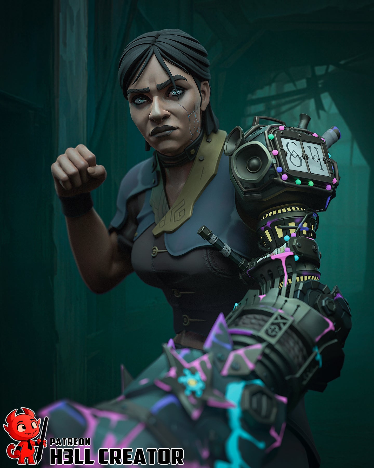 1:12 Hextech Brawler | Resin Garage Kit Figure Game Fan Art | h3LL creator