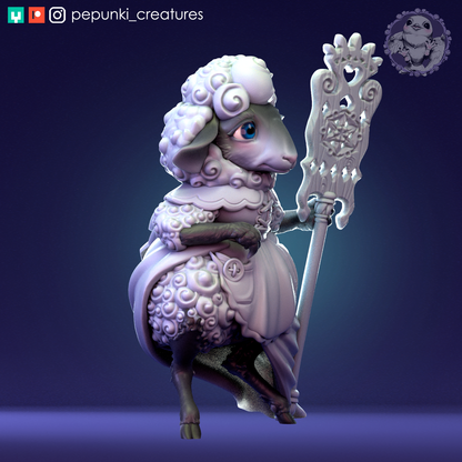 Sheep Lady | Tabletop or Display Scale | D&D Humblewood TTRPG Miniature | Pepunki Creatures