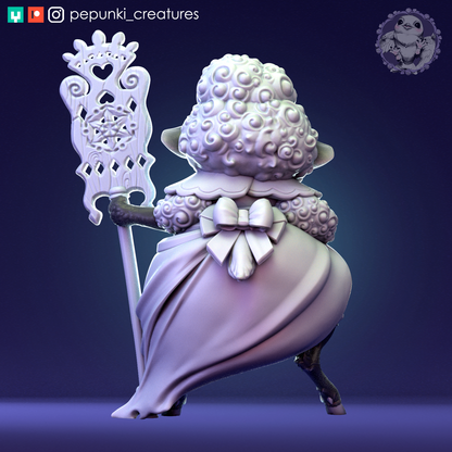 Sheep Lady | Tabletop or Display Scale | D&D Humblewood TTRPG Miniature | Pepunki Creatures