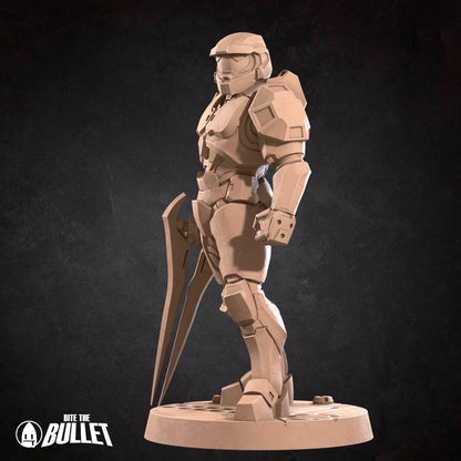 Sierra Warrior D&D TTRPG miniature by Tattles Told 3D, detailed fantasy figure with armor and weapon for tabletop gaming.