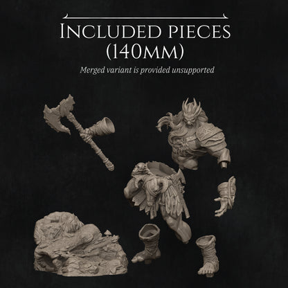 Lia The Barbarian Mercenary vs. The Stone Giant | Garage Resin Kit Statue | D&D TTRPG Fantasy | Nerikson