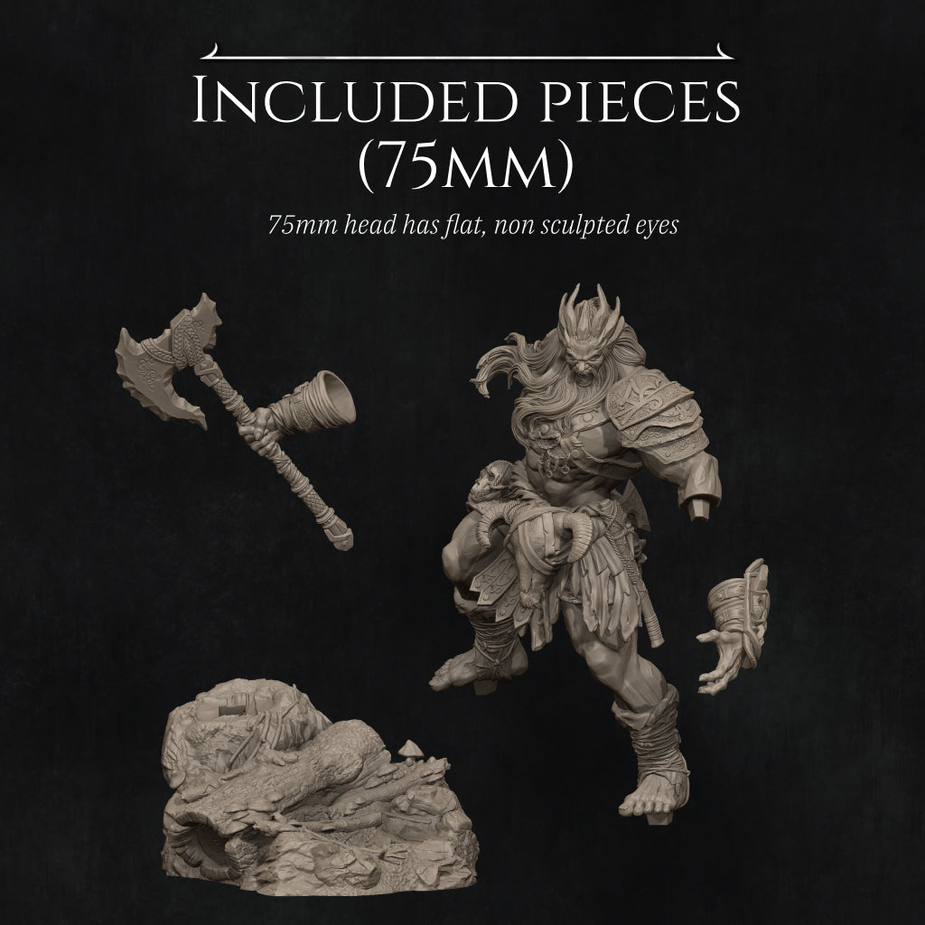 Lia The Barbarian Mercenary vs. The Stone Giant | Garage Resin Kit Statue | D&D TTRPG Fantasy | Nerikson