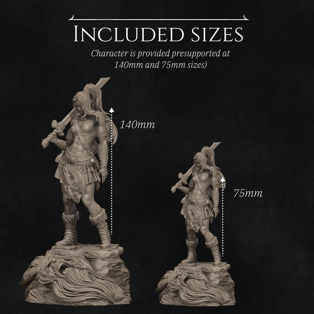 Lia The Barbarian Mercenary vs. The Stone Giant | Garage Resin Kit Statue | D&D TTRPG Fantasy | Nerikson