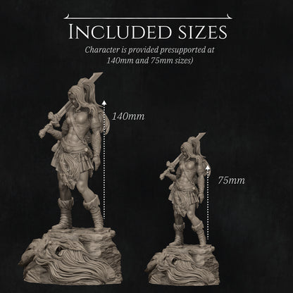 Lia The Barbarian Mercenary vs. The Stone Giant | Garage Resin Kit Statue | D&D TTRPG Fantasy | Nerikson