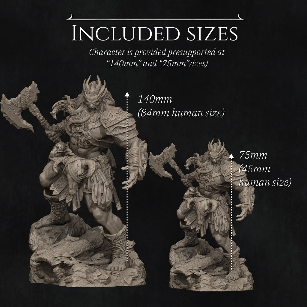 Lia The Barbarian Mercenary vs. The Stone Giant | Garage Resin Kit Statue | D&D TTRPG Fantasy | Nerikson